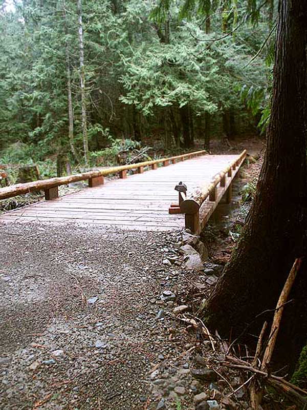 Newly constructed bridge with low railing