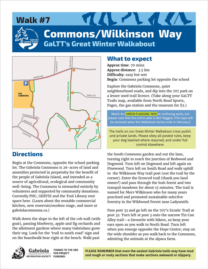 Image shows an infosheet with a map and description of a trail route.