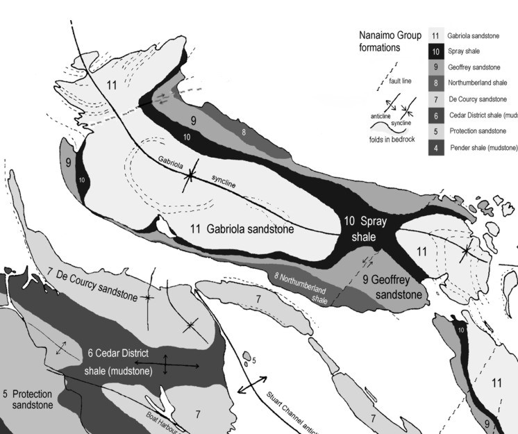 Map showing bedrock geology of Gabriola Island